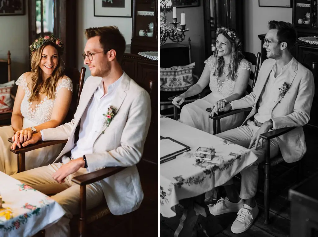 Hochzeitsfotograf Langeoog – Ringtausch bei der Trauung im Seemannshus