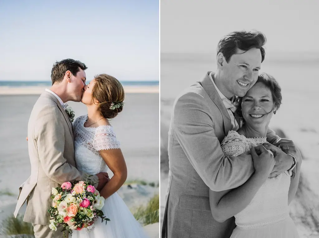Hochzeitsfoto am Strand der Insel Juist