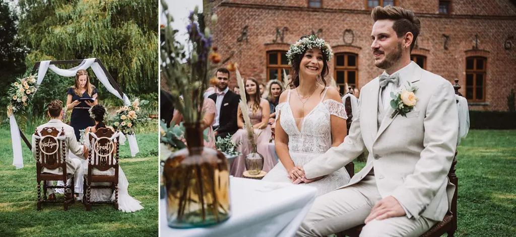 Hochzeitspaar bei ihrer freien Trauung in Norden bei Aurich