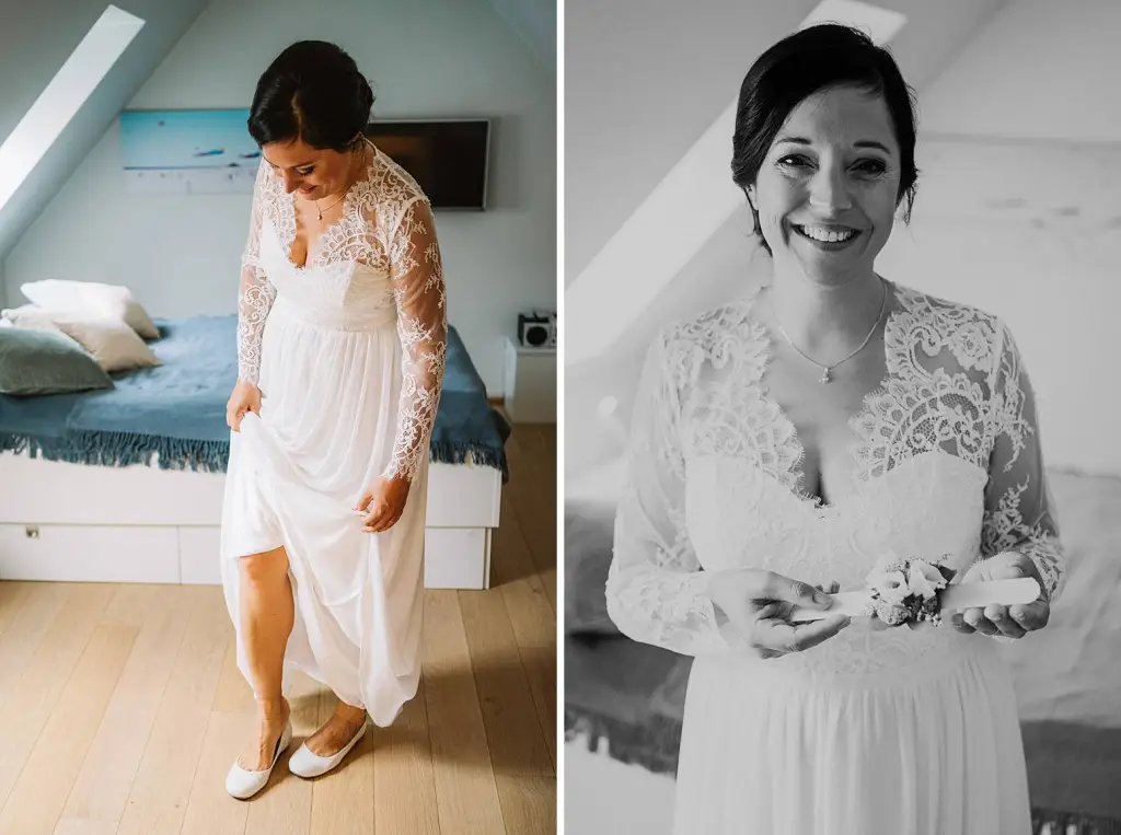 Hochzeitsfotograf Norderney – Braut beim letzten Feinschliff vor der Trauung