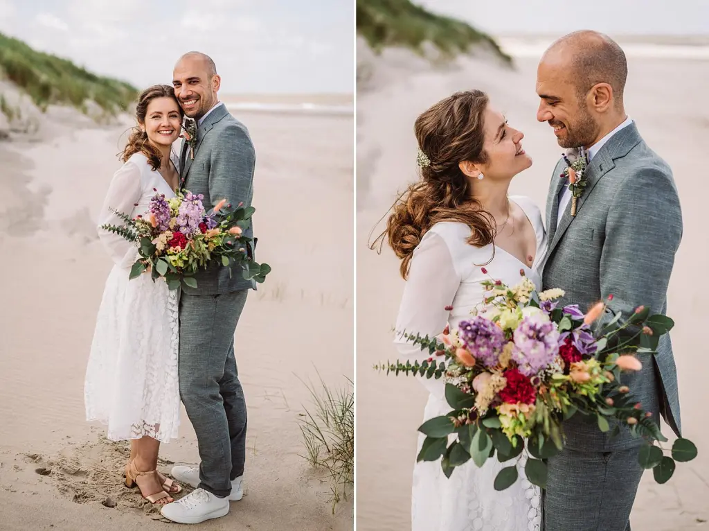 Brautpaar am Strand der Insel Baltrum