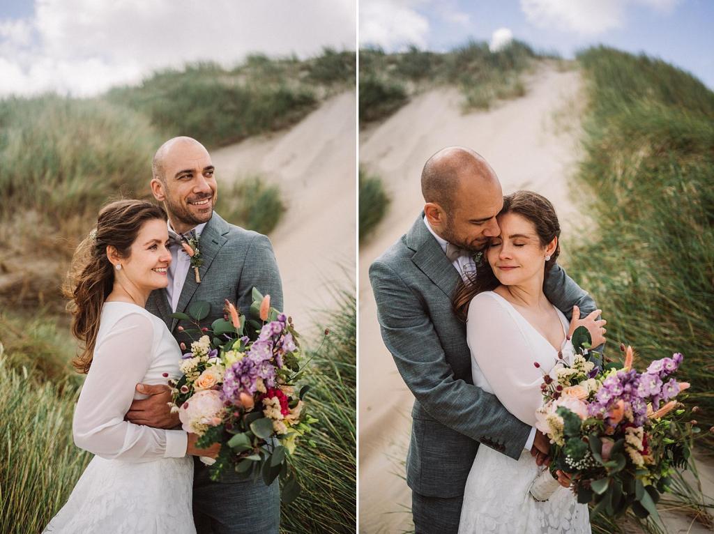 Hochzeitsfoto mit Dünenkulisse