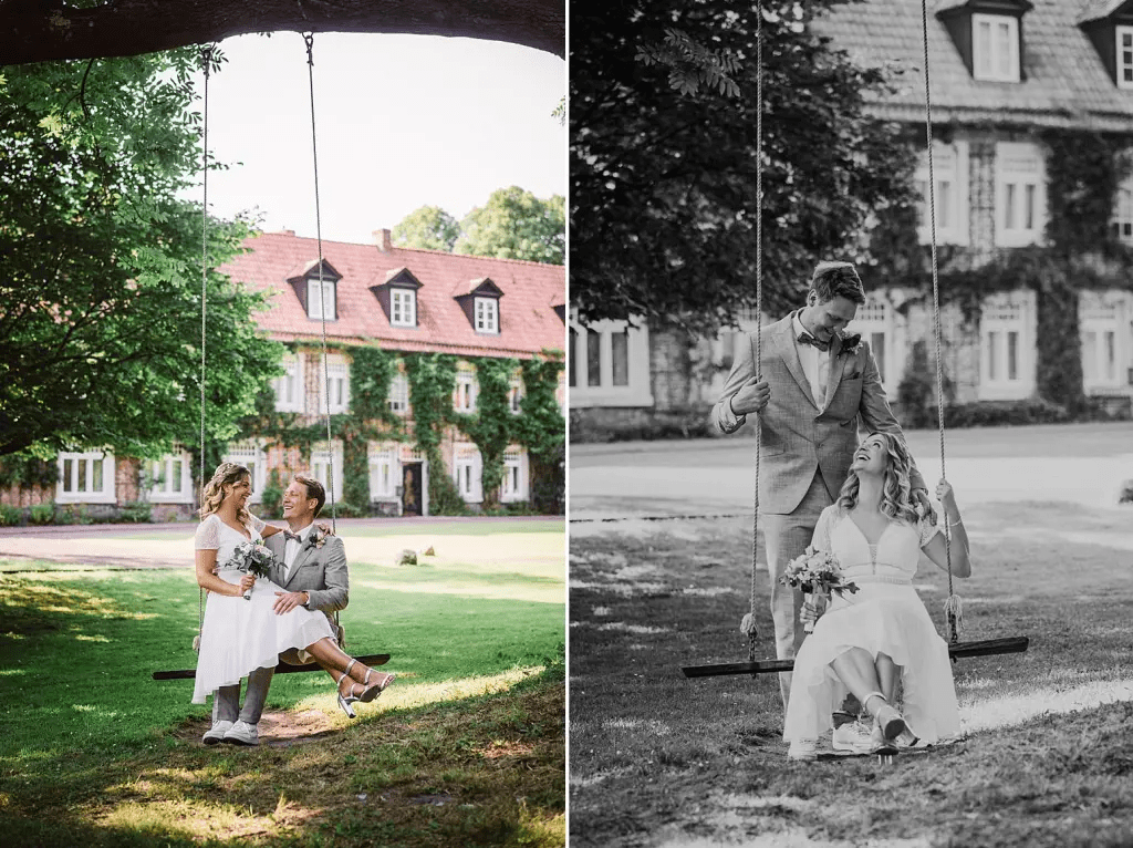 Hochzeitsfotograf Burg Berum – romantische Aufnahme des Brautpaars