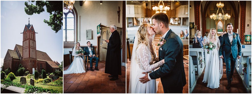 Hochzeit in der Inselkirche Langeoog - Brautpaar bei ihrer kirchlichen Trauung auf der Insel