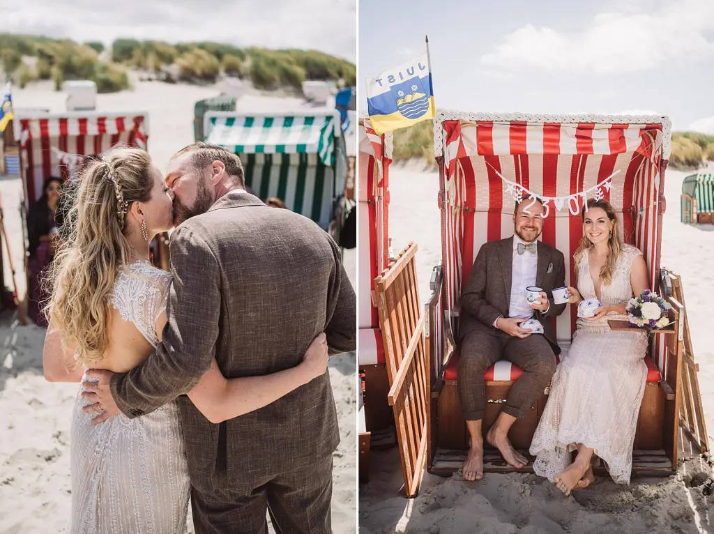Sektempfang am Strand der Insel Juist