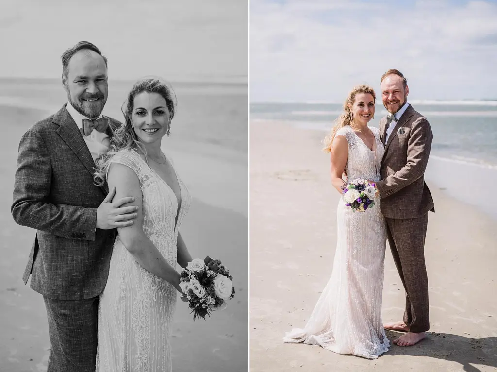 Hochzeitspaar am Strand der Insel Juist