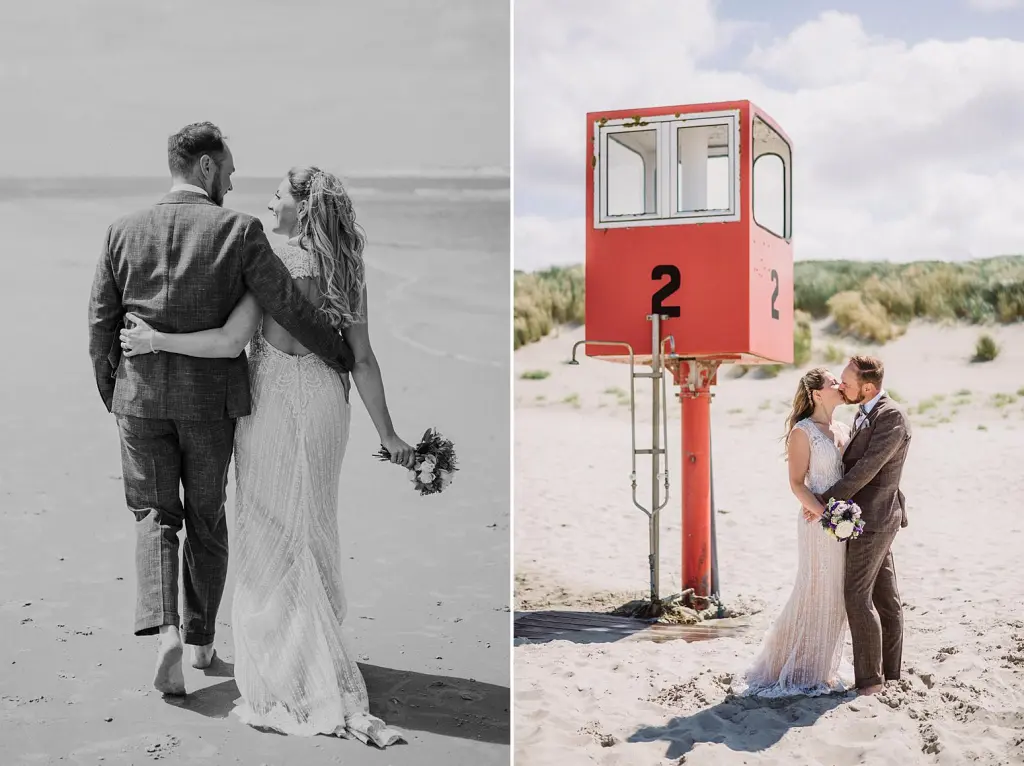 Brautpaar beim Shooting am Strand von Juist