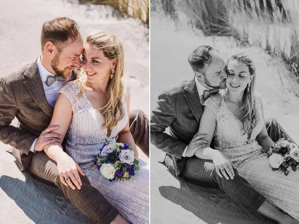 Hochzeitsfotos auf der Insel JuistNordseeinsel Juist – Hochzeitsreportage am Strand