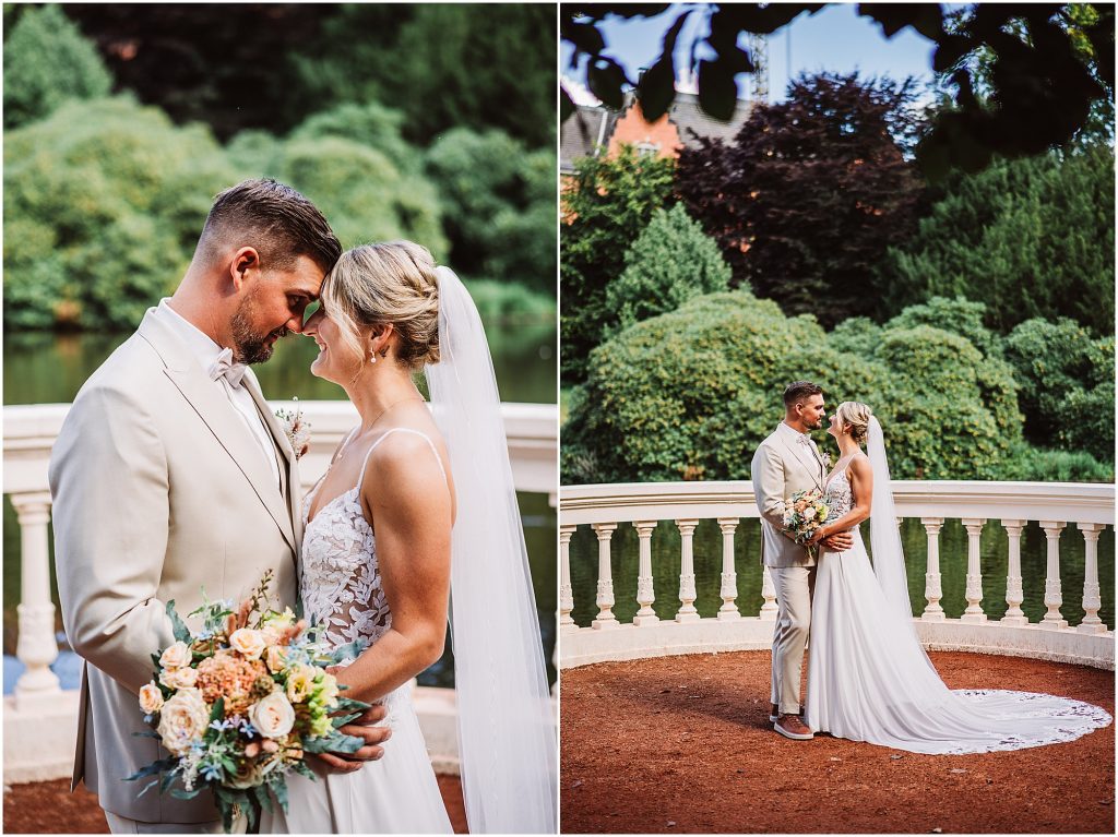 Brautpaar beim Paarshooting im Schlossgarten Oldenburg – natürliche Hochzeitsreportage