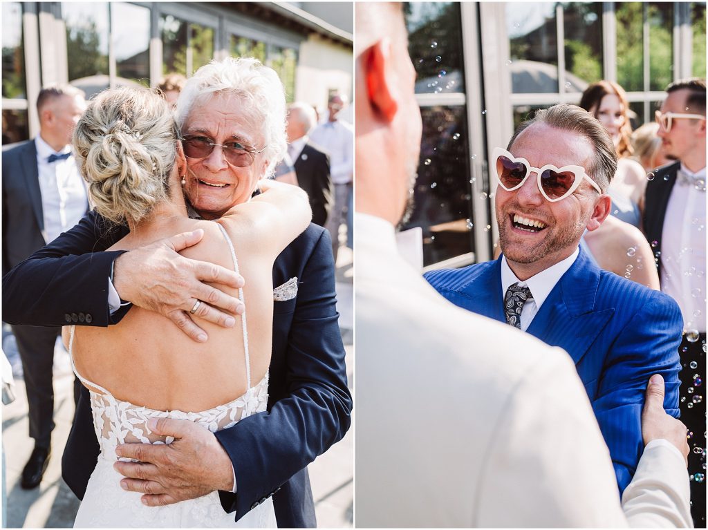 Hochzeitsgesellschaft gratuliert dem Brautpaar nach der freien Trauung im Müggenkrug Oldenburg